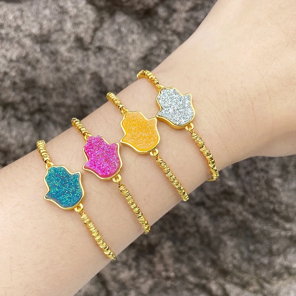 Jewelry palm bracelet female European and American simple light luxury copper plated real gold hand jewelry bracelet brd27