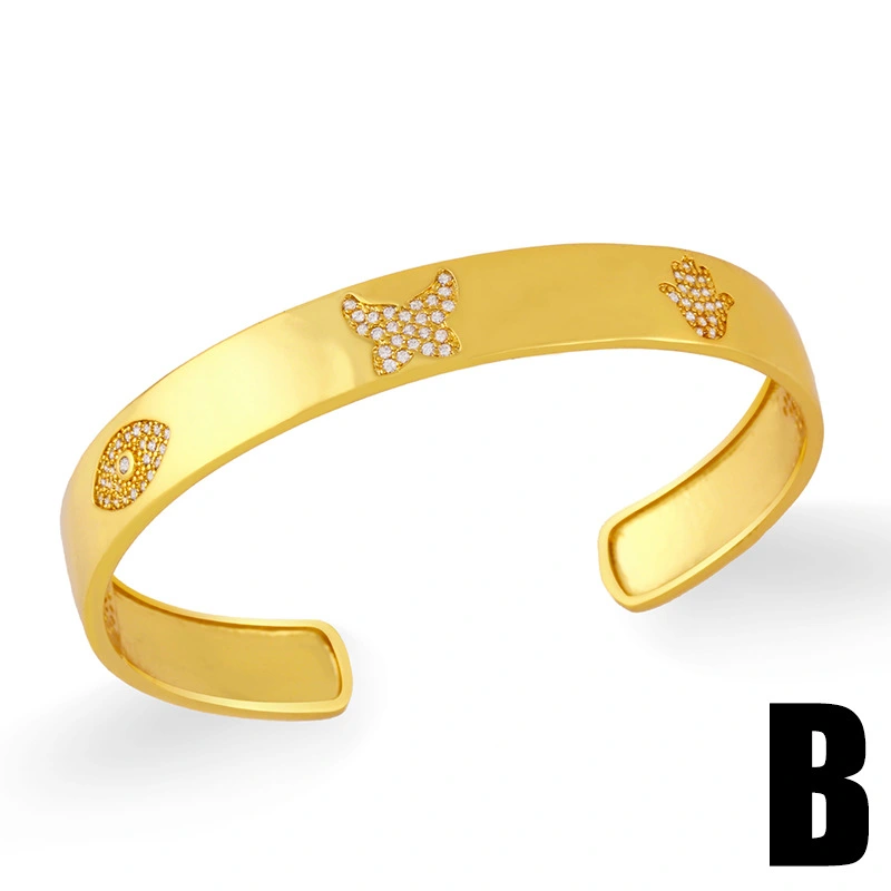 European and American fashion nail bracelet 18k plated zircon bracelet light luxury snake-shaped smiley face expression heavy bracelet brd47