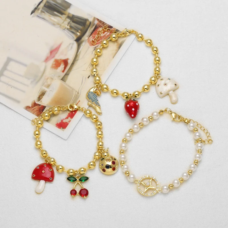AS jewelry mushroom cherry gold-plated pendant bracelet hand jewelry bracelet brk43 bracelet