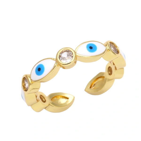 Clearance jewelry men and women open copper ring European and American inlaid zircon color drop oil creative eye ring rip18