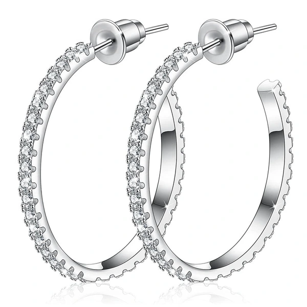   Ring-shaped personality earrings for women, holiday style, design sense, zircon earrings, fashionable micro-inlaid jewelry