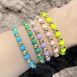 Bohemian color bracelet creative handmade copper gold-plated oil drop round beaded elastic bracelet bracelet brg92