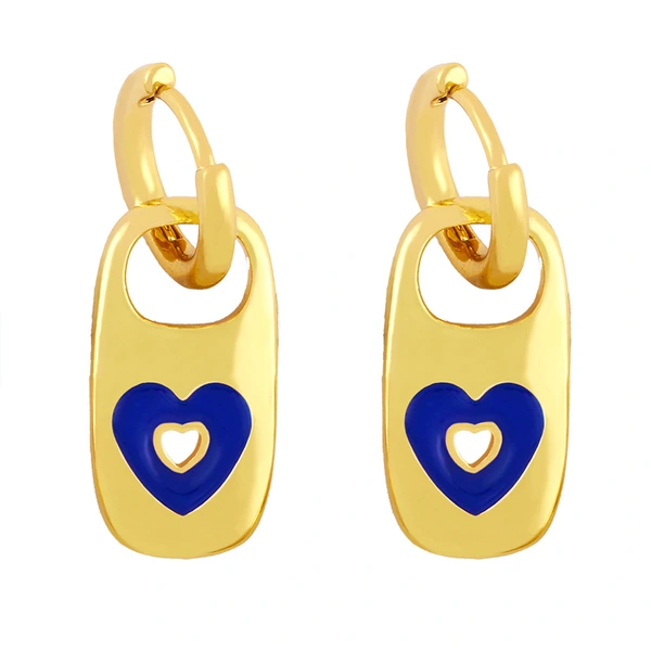 Clearance 2024 Metal Style Earrings Women Creative Personality Oil Drop Geometric Heart Shape Earrings Wholesale erx43