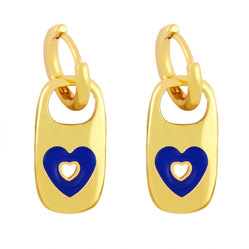 Clearance 2024 Metal Style Earrings Women Creative Personality Oil Drop Geometric Heart Shape Earrings Wholesale erx43