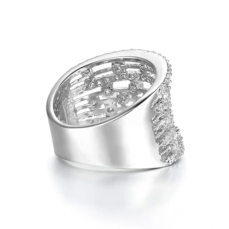 Independent station new copper plate full inlaid zircon hollow ring e-commerce European and American men's and women's ring wholesale