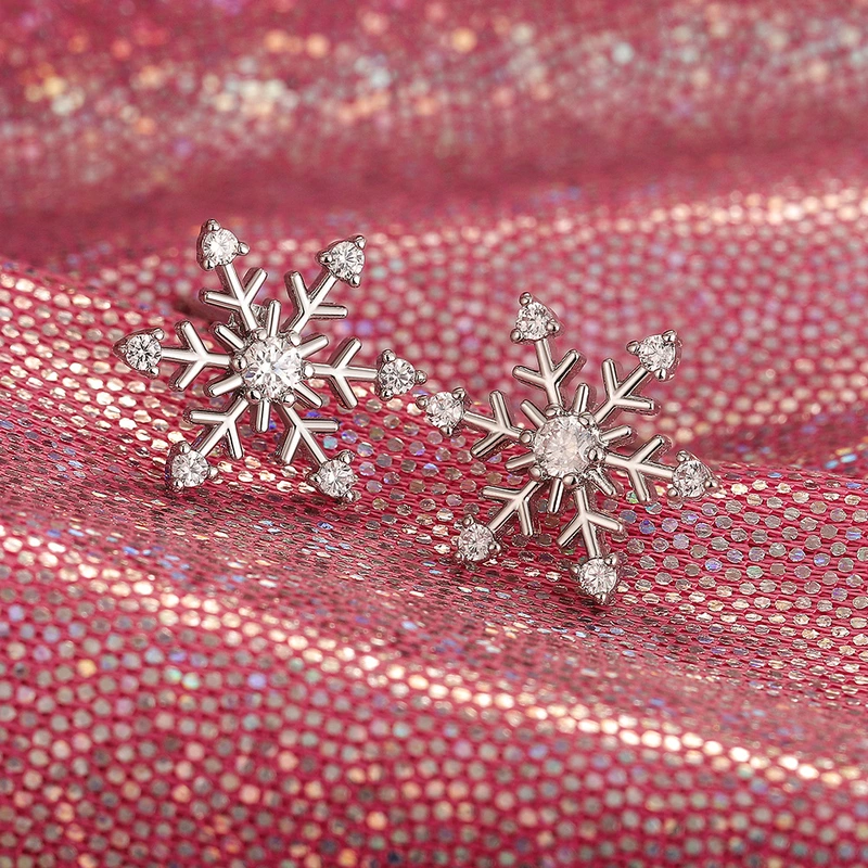 Korean style new jewelry elegant snowflake zircon earrings sweet Christmas gift manufacturers spot wholesale