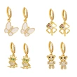 European and American new fashion sweet cute girl butterfly bear earrings simple temperament four-leaf clover earrings ers36