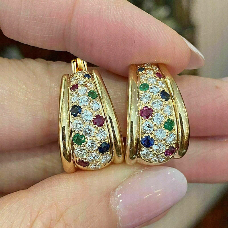 Factory direct sales of new earrings for women, colorful, Middle Eastern, ethnic style jewelry, niche geometric design