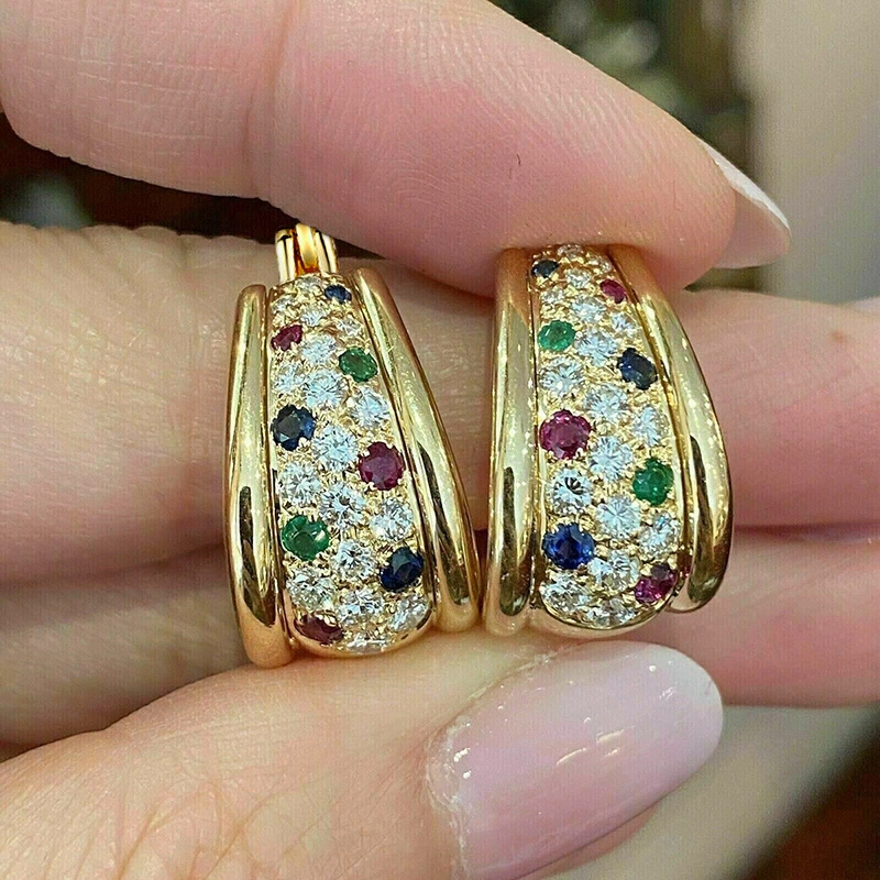 Factory direct sales of new earrings for women, colorful, Middle Eastern, ethnic style jewelry, niche geometric design