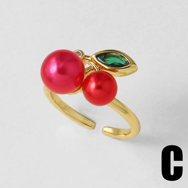 AS jewelry oil drop fruit cherry mushroom ring copper plated 18k gold ring rir43 ring