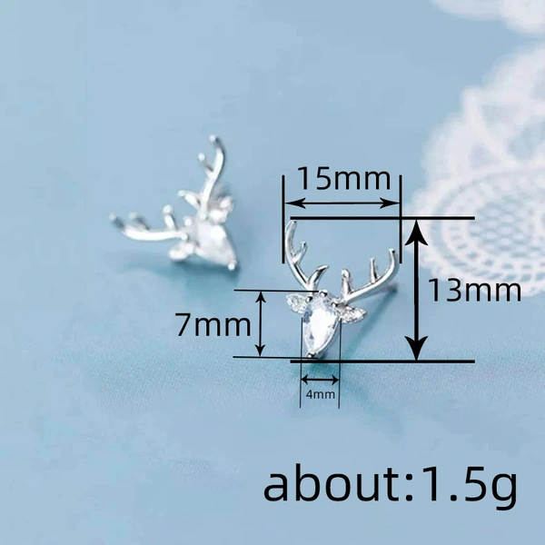  Cute inlaid geometric zircon deer earrings for women Christmas fashion earrings exquisite matching earrings