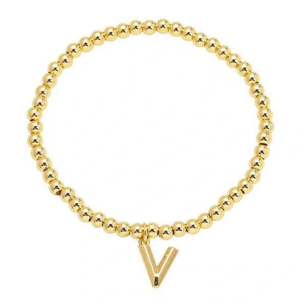 AS jewelry hot selling gold three-dimensional 26 English letters beaded bracelet bracelet brb34