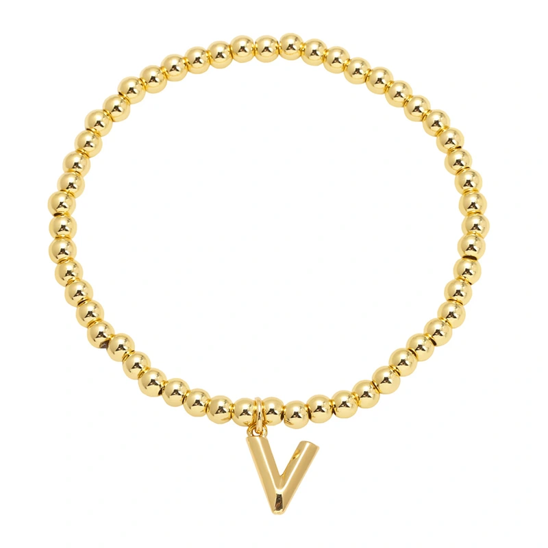 AS jewelry hot selling gold three-dimensional 26 English letters beaded bracelet bracelet brb34