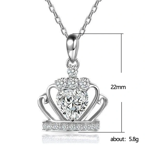 New fashion crown heart-shaped zircon necklace female Korean style personality pendant popular trend necklace