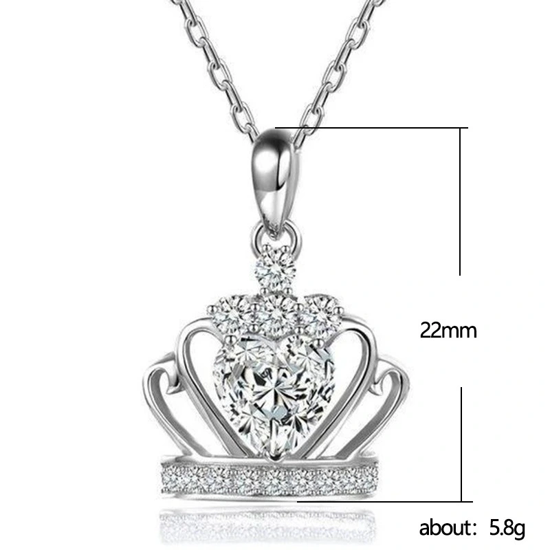 New fashion crown heart-shaped zircon necklace female Korean style personality pendant popular trend necklace