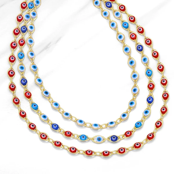 Hot selling rainbow sweet cool devil eye necklace hip hop niche design clavicle chain nkb078