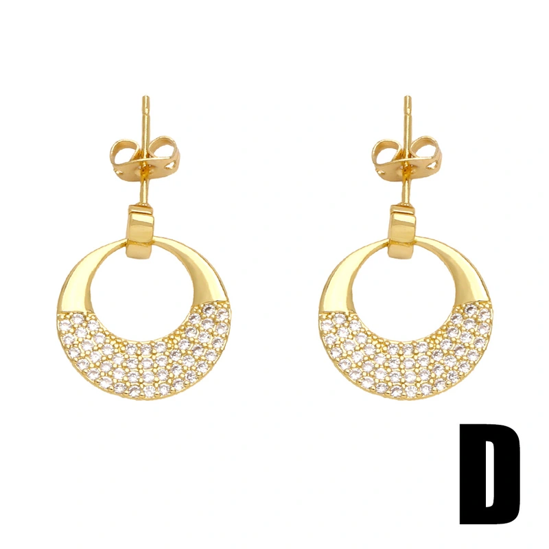 European and American fashion love love pendant earrings female personality creative C-shaped gold-plated earrings earrings erw38