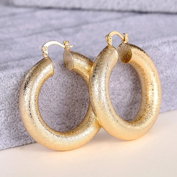 European and American style fashionable hoop earrings for women, grainy thick hoop niche design jewelry Middle East hot style