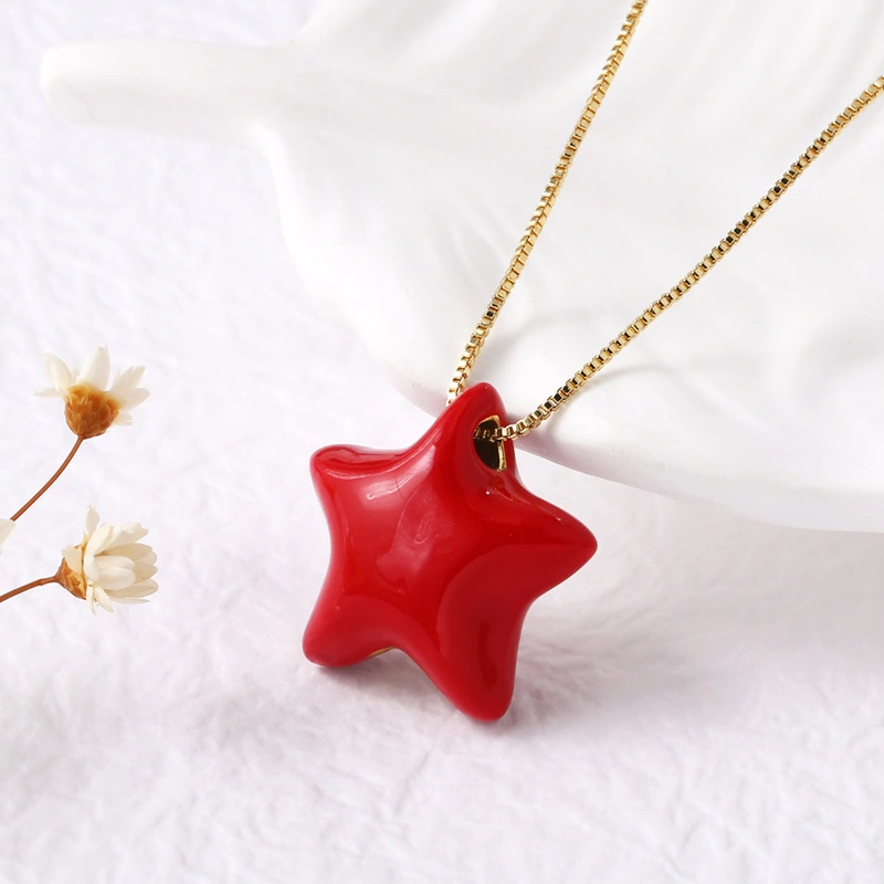 AS jewelry new oil drop five-pointed star pendant necklace clavicle chain nkb709 necklace