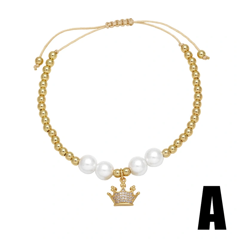 AS jewelry love Madonna pendant bracelet gold-plated zircon crown beaded hand jewelry brd31