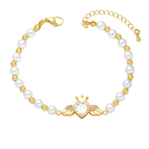 Clearance trend personality sweet cool style love bracelet female net red pearl bracelet colored diamond peach heart bracelet brj96