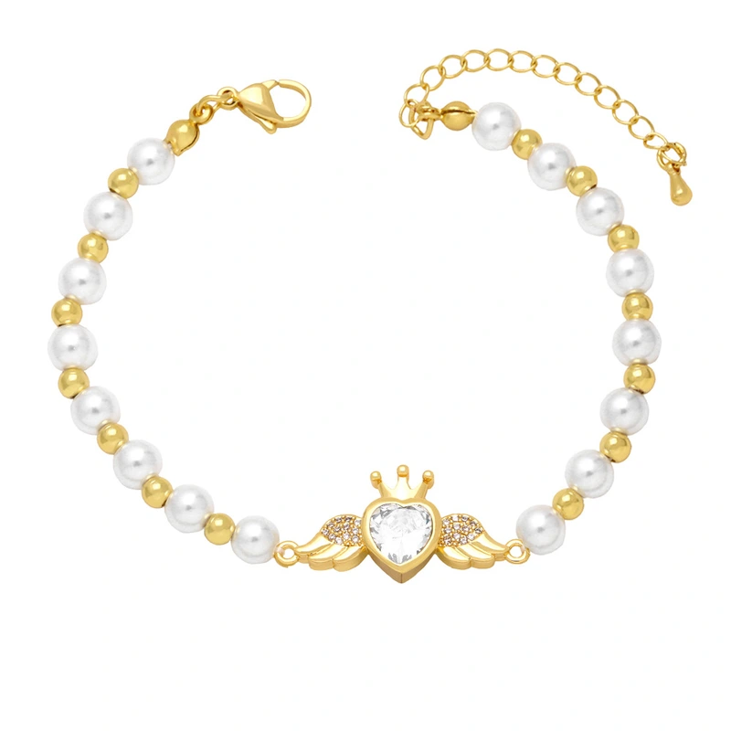 Clearance trend personality sweet cool style love bracelet female net red pearl bracelet colored diamond peach heart bracelet brj96