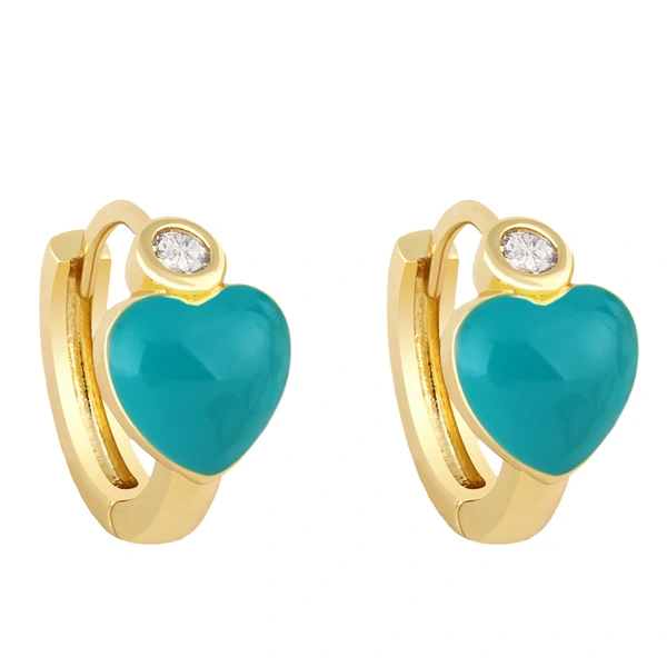 Clearance European and American love oil drop diamond earrings heart-shaped oil drop multi-color peach heart earrings female ery78