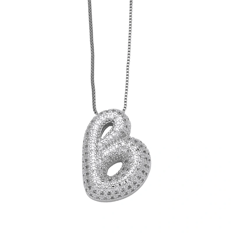 European and American hot-selling 26 English letters pendant necklace copper plated real gold inlaid with zircon clavicle chain nkq71