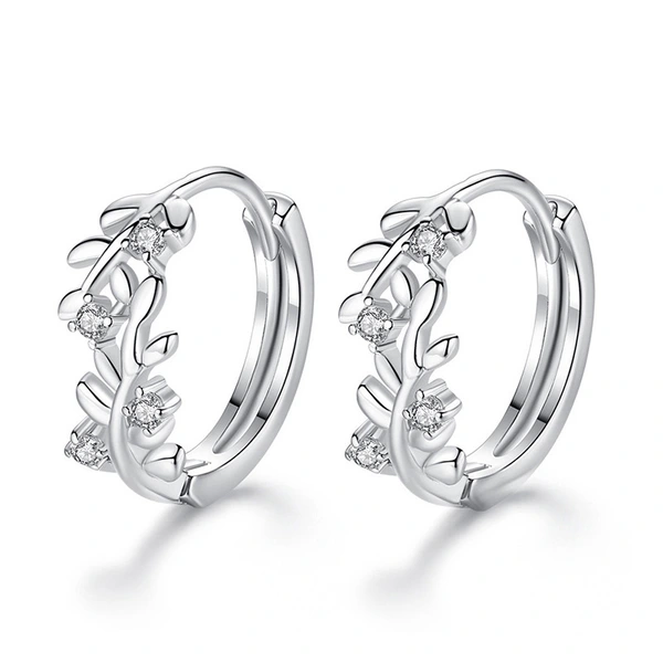   Inlaid zircon earrings for women, leaf geometry, exquisite jewelry, daily ladies' jewelry