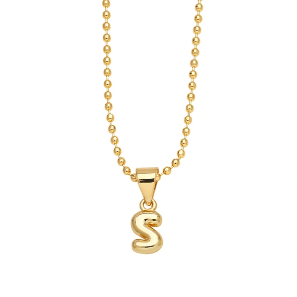 Hot sale 26 letters necklace female copper plated real gold polished letter pendant clavicle chain nkq67