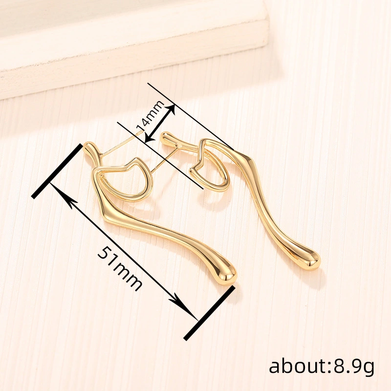 Hot selling wrinkled metal earrings exaggerated irregular earrings line earrings for women