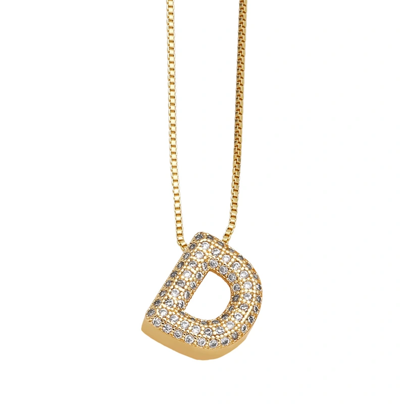 Temu hot selling 26 English letters necklace inlaid with zircon gold-plated clavicle necklace jewelry nkp54