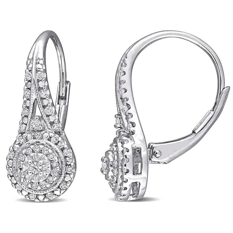 New Eight Hearts and Eight Arrows Round Full Diamond Zircon Earrings European and American Platinum-plated Earrings
