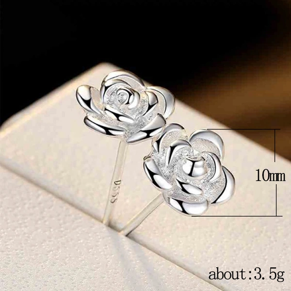   New style earrings simple platinum-plated rose earrings for women small fresh jewelry girly heart earrings