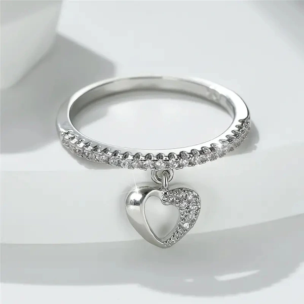   Niche simple all-match ring love heart-shaped hollow index finger ring design pendant female ring