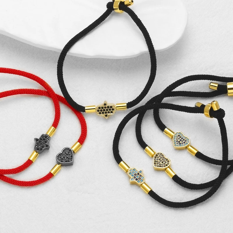 AS jewelry European and American hot selling love palm copper plated 18k gold pendant adjustable bracelet hand rope female bra34