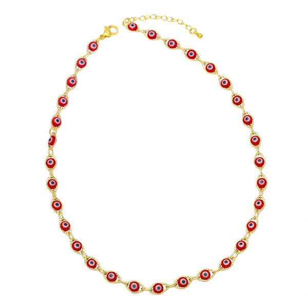 Hot selling rainbow sweet cool devil eye necklace hip hop niche design clavicle chain nkb078