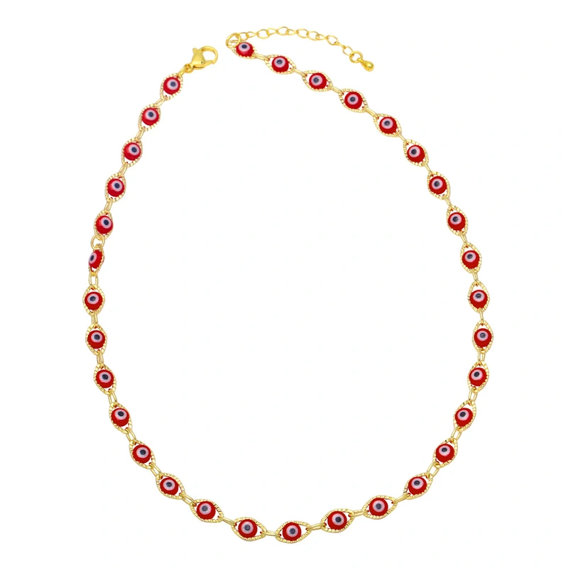 Hot selling rainbow sweet cool devil eye necklace hip hop niche design clavicle chain nkb078