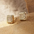 European and American popular square hip-hop earrings full of zircon micro-inlaid earrings men's trendy hiphop earrings