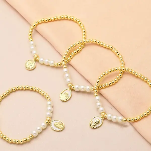 AS jewelry European and American shell pearl Madonna bracelet female copper plated 18k gold hand jewelry bracelet brb97