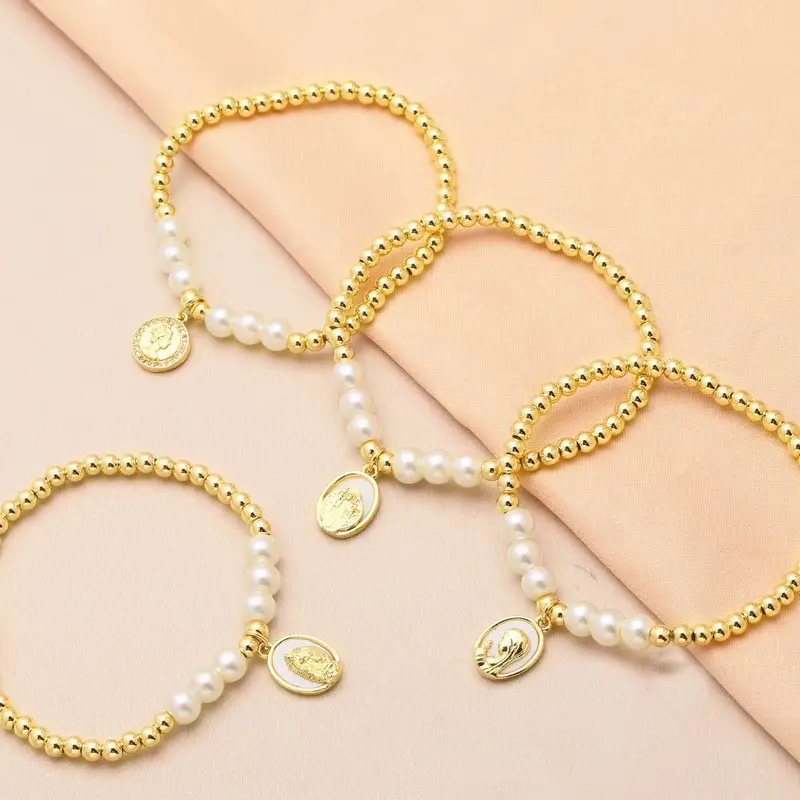 AS jewelry European and American shell pearl Madonna bracelet female copper plated 18k gold hand jewelry bracelet brb97