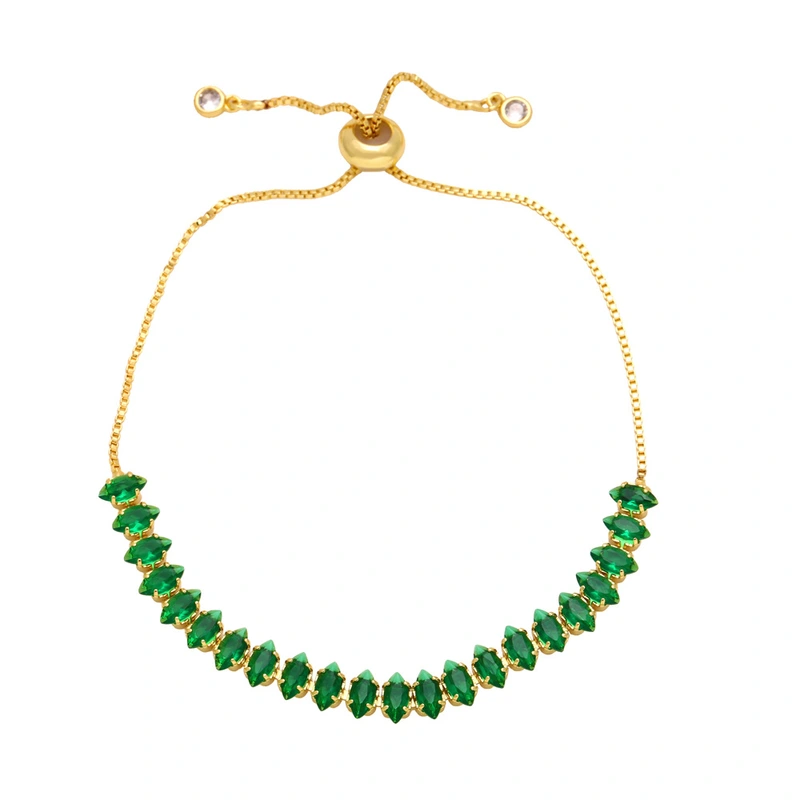 European and American style high-end prismatic colored zircon bracelet simple and fashionable personality niche versatile hand jewelry female bra06