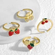 AS jewelry new hot selling copper plated 18k gold dripping oil fruit strawberry cherry ring ring rip36ring