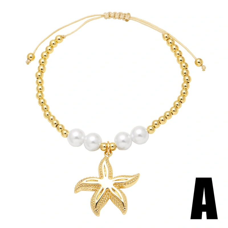 AS jewelry Europe and the United States hot selling pearl bracelet female gold-plated zircon starfish moon pendant bracelet brf67