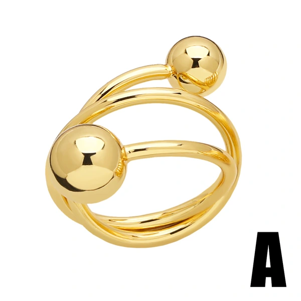 European and American style ring copper plated 18k double layer open high-end ring ring female ris17