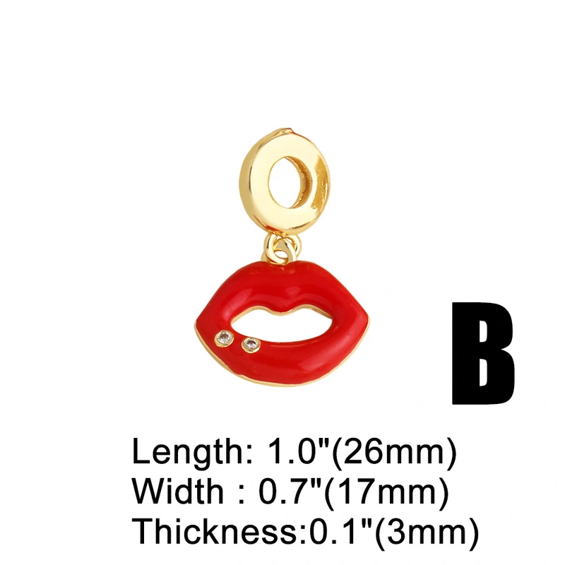 AS jewelry hot selling copper plated real gold diy lips mushroom rose oil drop pendant bracelet brn27