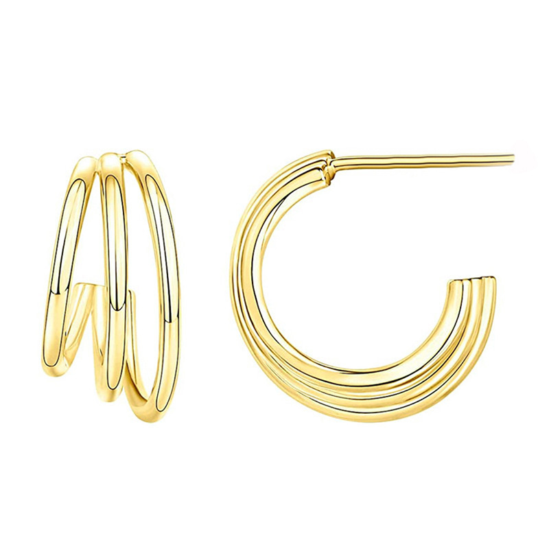  Fashionable and simple multi-layer line earrings French temperament elegant daily wear geometric design sense jewelry