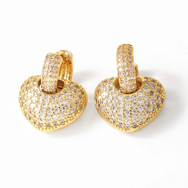 AS jewelry Europe and the United States hot selling colored zircon copper plated 18k gold love heart shaped earrings earrings earrings err22