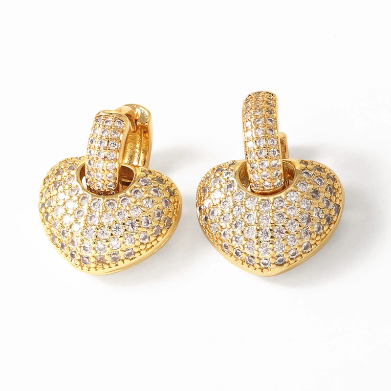 AS jewelry Europe and the United States hot selling colored zircon copper plated 18k gold love heart shaped earrings earrings earrings err22