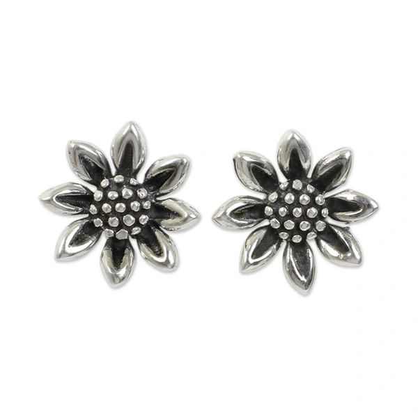 New live earrings for women retro pastoral sunflower sunflower jewelry antique silver exquisite earrings